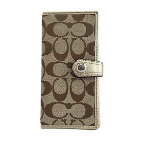 Auth COACH Signature - Khaki Gold Jacquard Leather Bill Holder
